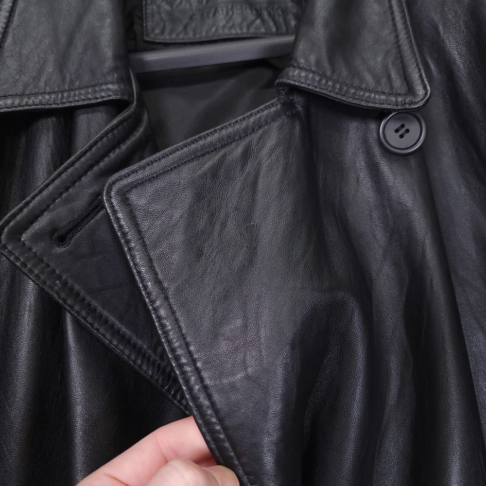 GEORGETOWN Mens Vintage Double Breasted Leather Jacket Black Medium - Picture 11 of 12